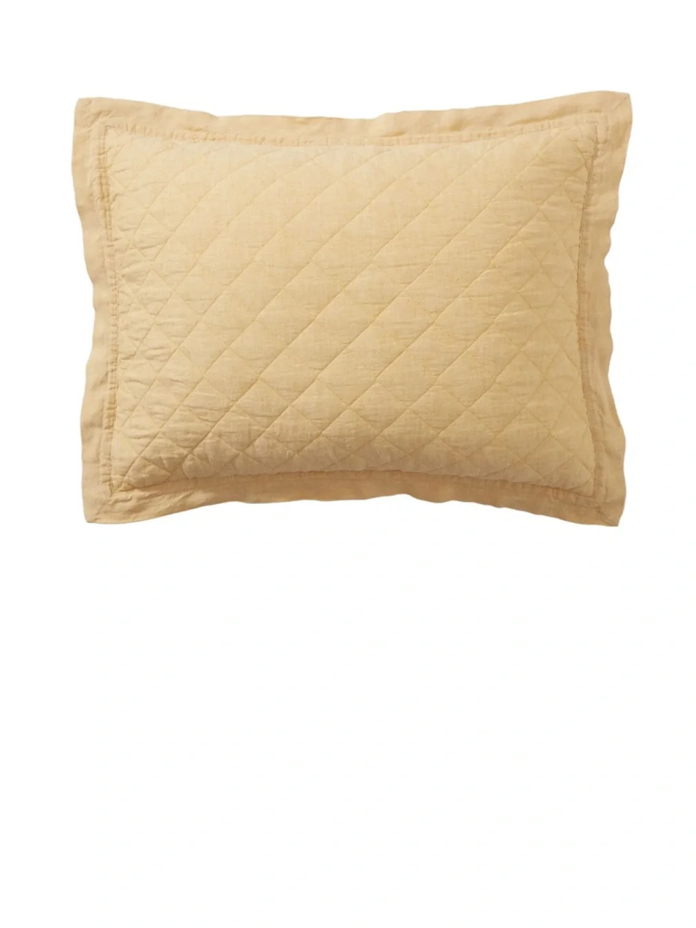 Pottery Barn Belgian Flax Linen Diamond Quilted Shams KING Daffodil 1